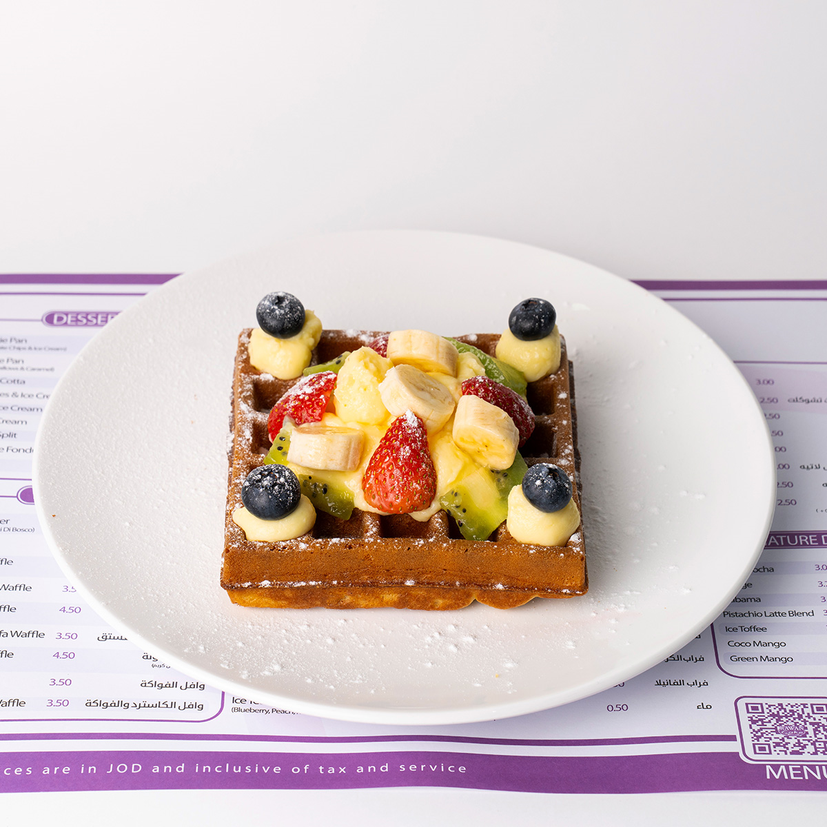 Custard & Fruit Waffle
