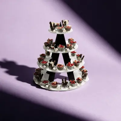 BLACK CIRCULAR APPETIZERS STAND