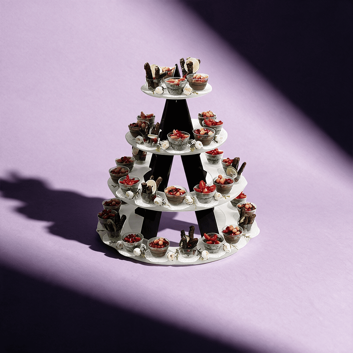 BLACK CIRCULAR APPETIZERS STAND