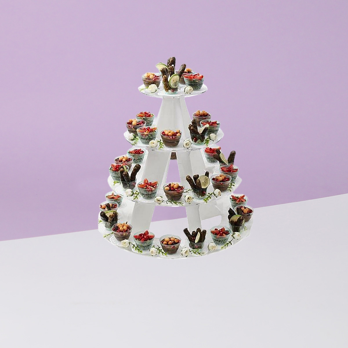 WHITE CIRCULAR APPETIZERS STAND